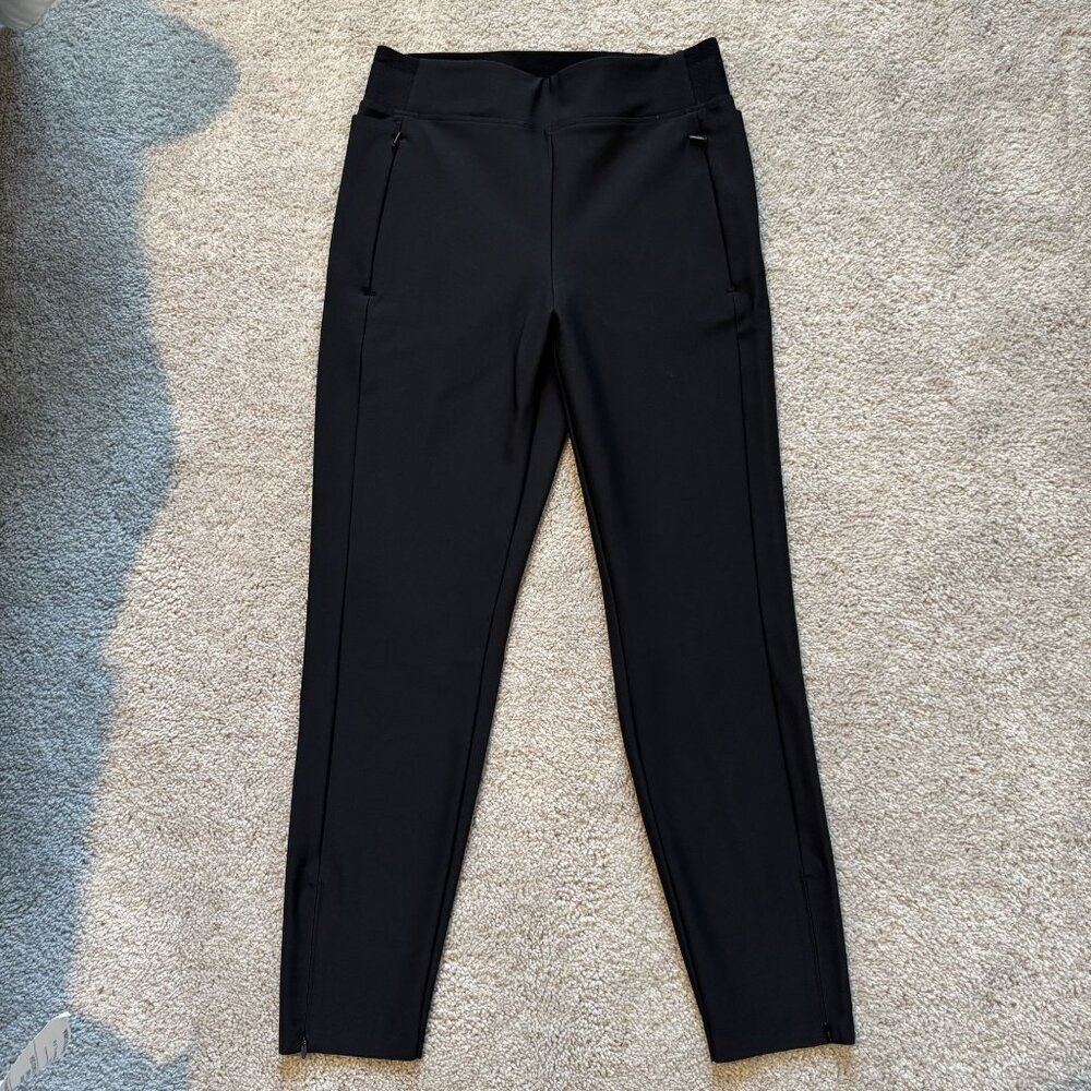 Athleta Stellar Tight Leggings Black Zip Ankle Pockets 6P Petite